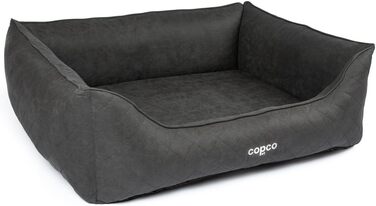 Ортопедичне ліжко для собак CopcoPet Hugo з велюровою обробкою L/XL 100 x 80 см – віско-матрац для собак знімний чохол, неслизьке, легке у догляді – для середніх собак, захист суглобів, стабільна форма 100 x 80 см, ортопедичне (125 x 100 см, чорний)