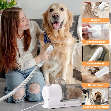 Набір для грумінгу собак 3-в-1: машинка для стрижки, пилосос, тример, щітки, гребені (ємність 2,5 л, 48 дБ, шланг 2 м)