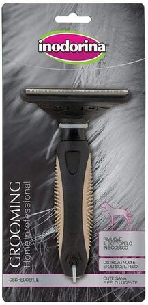 Індорона Дешедер для маленьких собак (розмір L) - гребінець для підшерстка та надлишкового волосся. Ідеально для полірування та видалення ковтунів. Підходить для короткого, середнього та довгого волосся