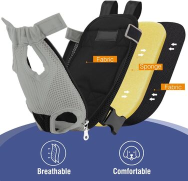 Рюкзак-переноска для тварин Pawaboo, регульований, сірий, для собак та котів середніх розмірів