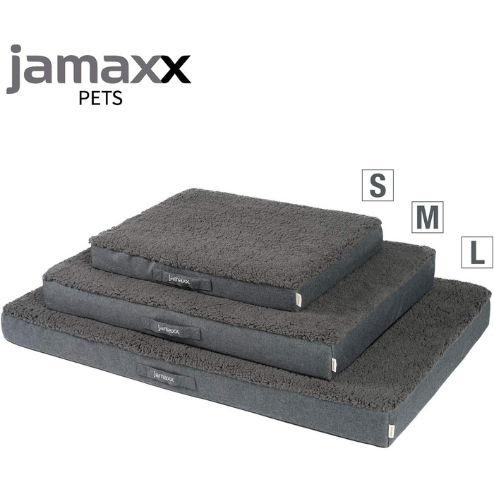 Ортопедичний матрац для собак JAMAXX, розмір L 120x73 см, знімний чохол, водовідштовхувальна оксфордська тканина, наповнювач Memory Visco, чохол з овчини, сірий