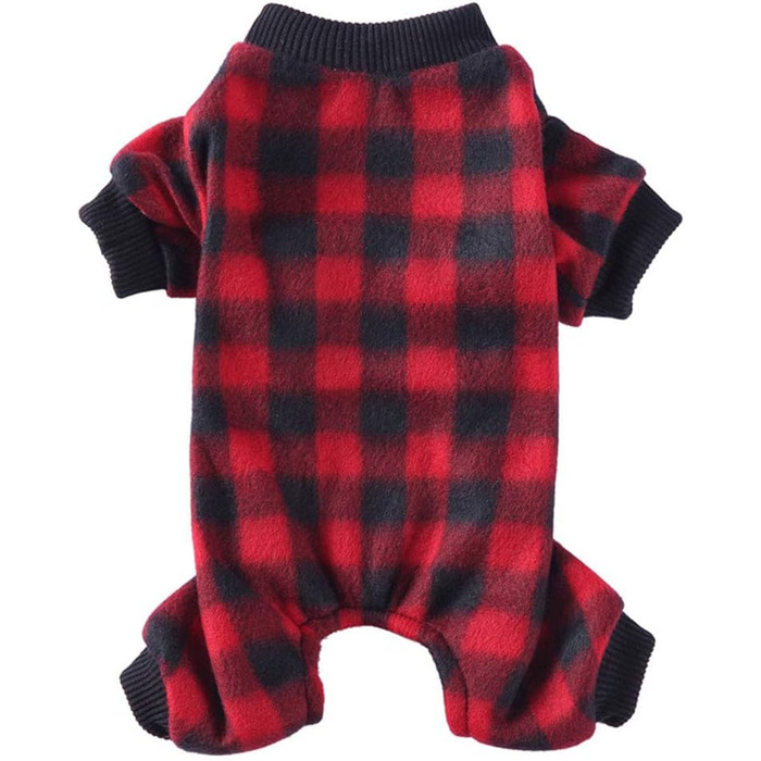 Піжама для собак Oncpcare з флісу, теплий халат, комбінезон, сорочка, одяг з бавовни для маленьких собак та котів, чорний/червоний в клітинку, розмір M