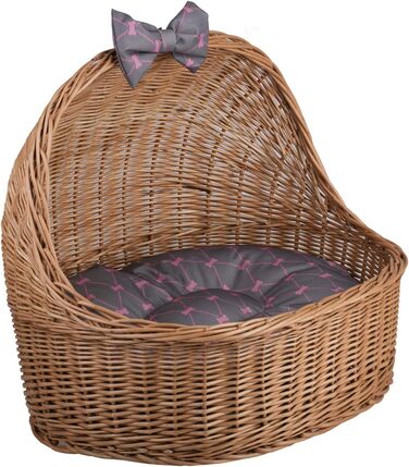 Плетена будка з лози для собак і котів e-wicker24, з дахом, натуральний сірий, лежанка, кошик, будиночок