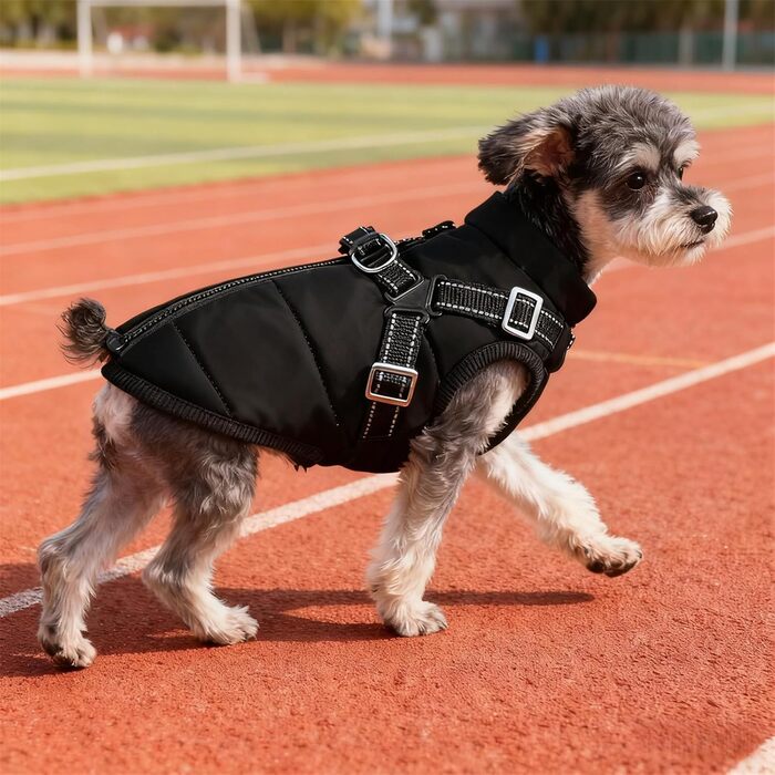 Зимовий одяг для собак з шлейкою, 3-в-1, водонепроникний, вітронепроникний, теплий та зручний. Підходить для собак та котів маленьких, середніх та великих порід (Чорний, 5XL)