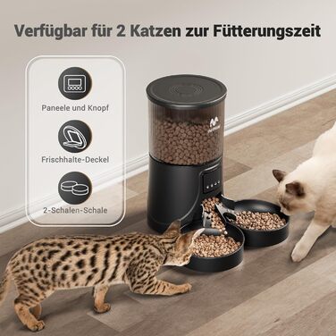 Автоматична годівниця для котів і собак IMIPAW 4L з WiFi 2.4G, керування через додаток, програмований диспенсер сухого корму, для 2 тварин, 1-10 прийомів їжі на день, із вологопоглиначем