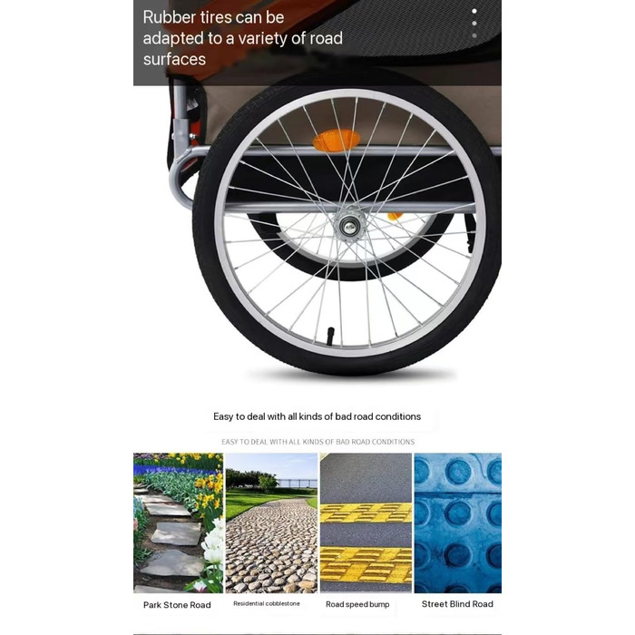 PRUJOY Причіп для собак 2-в-1 з трьома колесами, великий причіп для собак, дитяча коляска та джогер з амортизаторами, стійкий до перекидання (Grizzle)