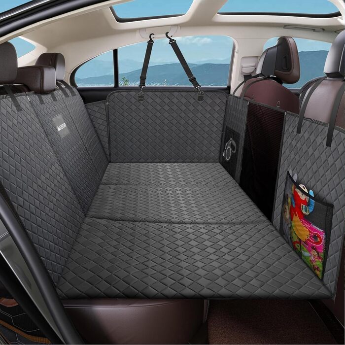 Подовжувач для заднього сидіння автомобіля для собак, міцний чохол для автосидіння для собак, витримує 200 кг, велике жорстке подовження для собак, водонепроникна гамак для собак з сіткою для автомобіля та позашляховиків (Чорний)
