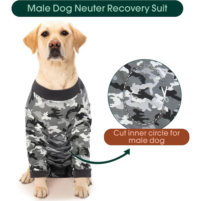 Комбінезон для собак після операції, для великих собак, камуфляж, XL (спинка 49 см, груди 71 см)