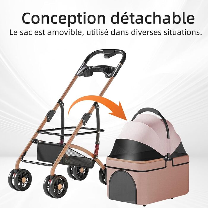 Дитяча коляска для собак та котів Homewell, складана, знімний кошик, сітчасті вікна, ремені на плече та тримач для напоїв, до 20 кг (хакі)