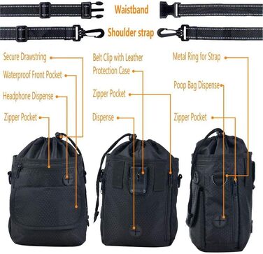 Сумка для собак Hanwell для ласощів та іграшок з дозатором для відходів, водонепроникна, сіра