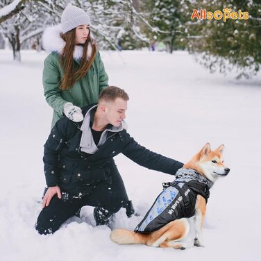 Водонепроникний теплий зимовий одяг для собак ALLSOPETS - куртка з відбиваючими смугами, стильна жилетка для холодної погоди (Blendblau, 3XL)
