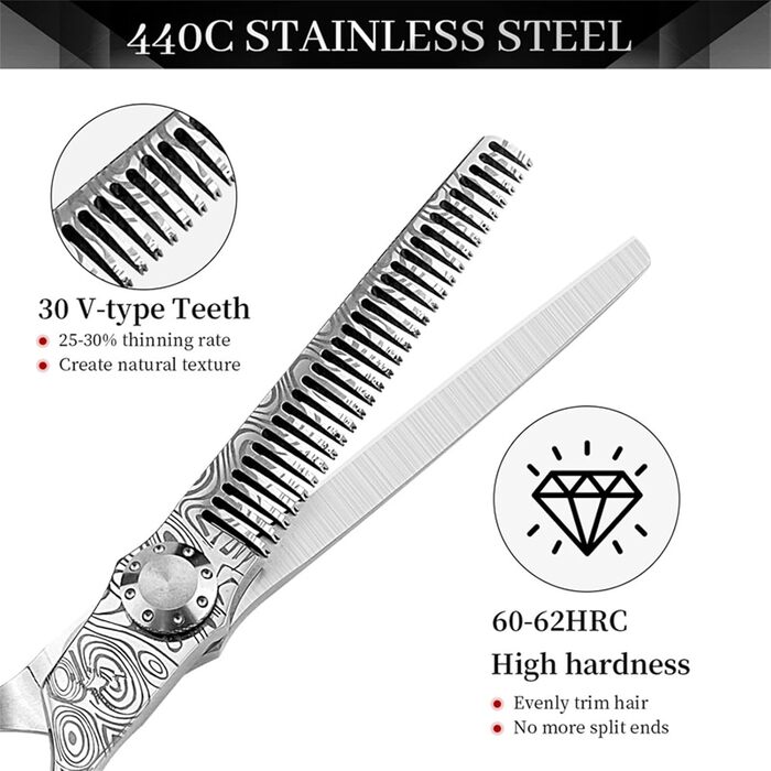 Набір професійних ножиць для грумінгу собак 6 дюймів: прямі та розріджуючі ножиці з нержавіючої сталі 440