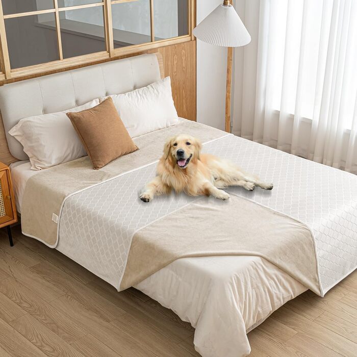 Водонепроникний килимок для собак, Outdoor, миючий, для великих собак, плюшевий, підходить для котів та диванів, сірий+бежевий (бежевий+бежевий, 80x100 см)