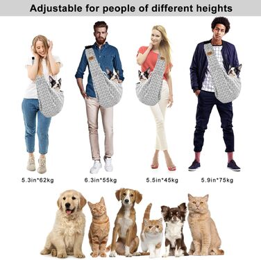 Сумка-переноска для собак Vrbabies, для маленьких собак та інших домашніх тварин до 5 кг, регульована, ідеальна (смугаста сіра, регулювання ремінця)