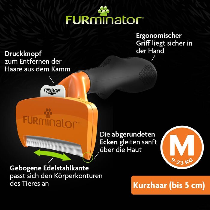 FURminator щітка для видалення підшерстя для середніх короткошерстих собак, покращений дизайн