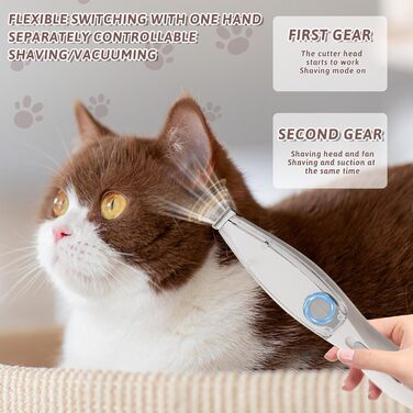 Професійний триммер для собак з пилососом та LED-підсвічуванням. Триммер для догляду за лапами, вухами, обличчям собак та котів (білий)