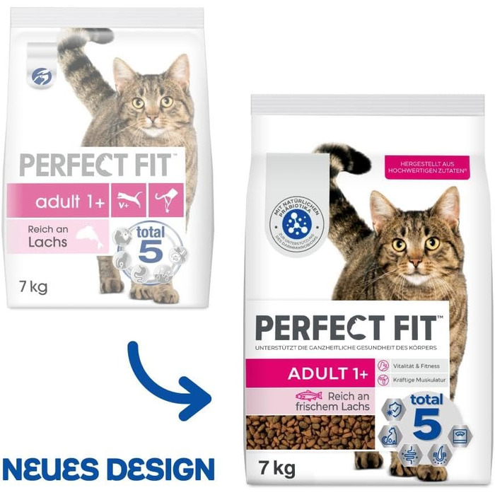 Сухий корм для дорослих котів Perfect Fit Adult 1+ з лососем, 7 кг