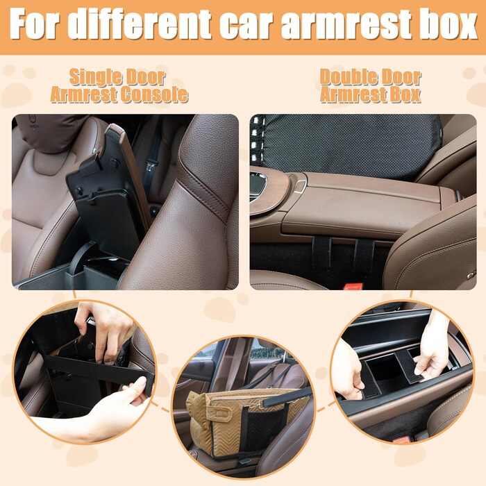 Автокрісло для собак - підставка для тварин у машину з ременем безпеки та м'яким подушками (колір: коричневий)