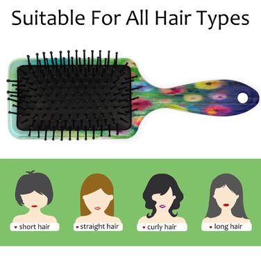 Щітка для волосся з акварельним малюнком собак, нейлонові щетинки, підходить для густого, кучерявого, тонкого, довгого, короткого, мокрого або сухого волосся, надає блиск та забезпечує безпеку для волосся, (Акварельний абстрактний квітковий візерунок)