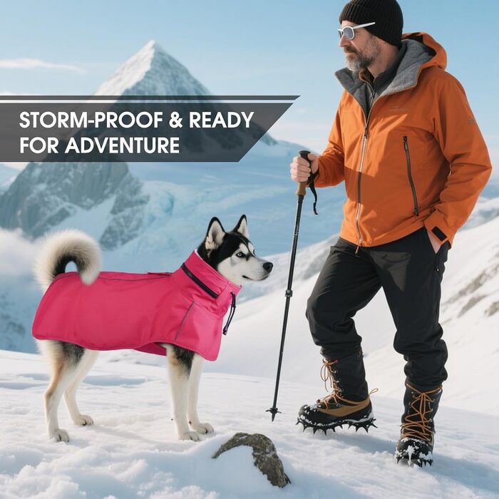 Водонепроникний дощовик для собак XXL (рожевий) з капюшоном, отвором для повідка та світловідбиваючими смугами. Ідеально для великих собак: лабрадорів, голден ретриверів, німецьких вівчарок, боксерів