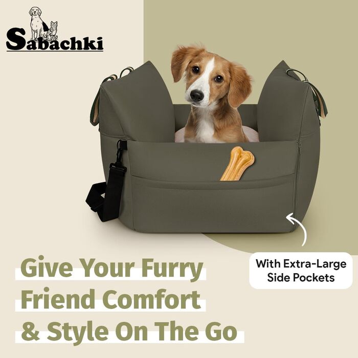 Водонепроникне ліжко-підвищення для собак у машину, переноска для собак, оливковий
