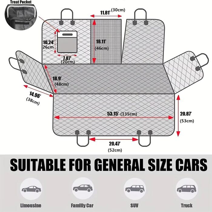 Захист для заднього сидіння автомобіля BMW 5er Touring (F11) 2013-2017 | Килимок для собак, стійкий до подряпин та вологи | З боковинами та оглядовим вікном