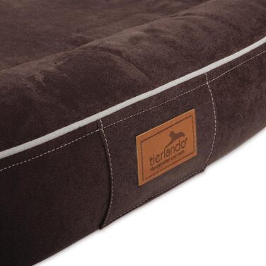 Ортопедичне ліжко для собак Tierlando® Marlon Nonplusultra з пінополіуретановою матрацом Visco Plus, м'який велюровий чохол, 170x110 см, коричневий (170x110 см, внутрішній розмір: 140x85 см)