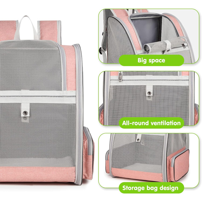 Рюкзак для собак та котів PETCUTE, рожевий, до 7 кг, дихаючий, складний, для подорожей, кемпінгу, схвалений авіакомпаніями