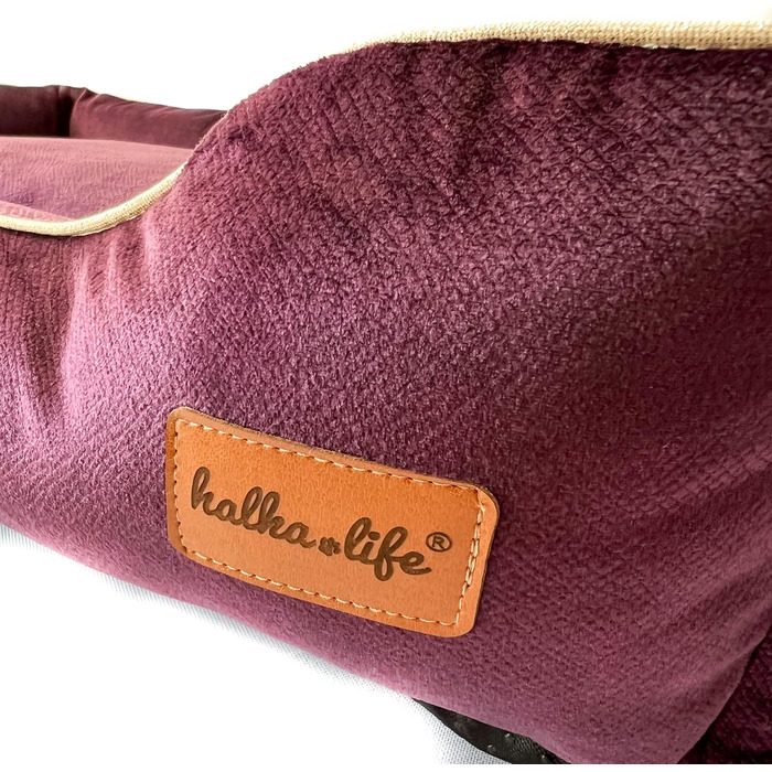 Собаче ліжко з велюру, миється, з високими бортиками – для маленьких та великих собак (M (80x50x18 см), слива)