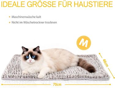 Тепла ковдра Mora Pets для котів: самонагріваюча, м'яка, двостороння, 70 x 46 см