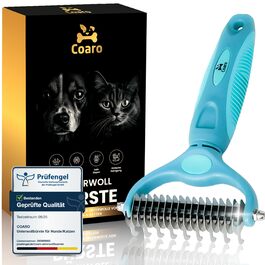 Підшерстова щітка для собак та котів з двосторонніми лезами для легкого догляду за шерстю – неслизька ручка для надійного захвату – професійна щітка для видалення підшерстка