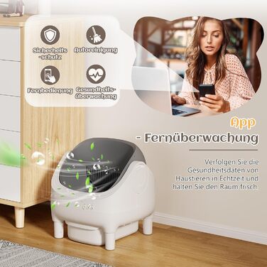 Автоматичний лоток для котів JUMMICO з самоочищенням, з керуванням через додаток, 12л, XXL, відкритий дизайн, безпека для котів 1,5-15кг