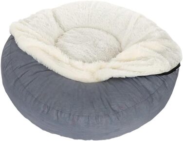 Крісло-лежанка для собак Zooplus Flocke | з в'язкоеластичними кульками | м'яке та зручне | гніздечко для собак | з блискавкою, можна прати | білий колір (діаметр: 90см x висота: 20см)