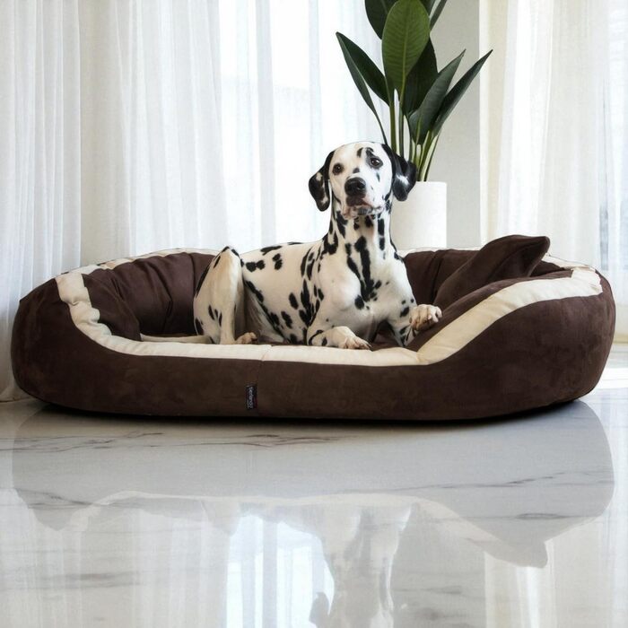 Ортопедичне ліжко для собак Tierlando® Pepper, ліжко-софа для собак, XL, велюр, сірий, 110 см, велике та м'яке