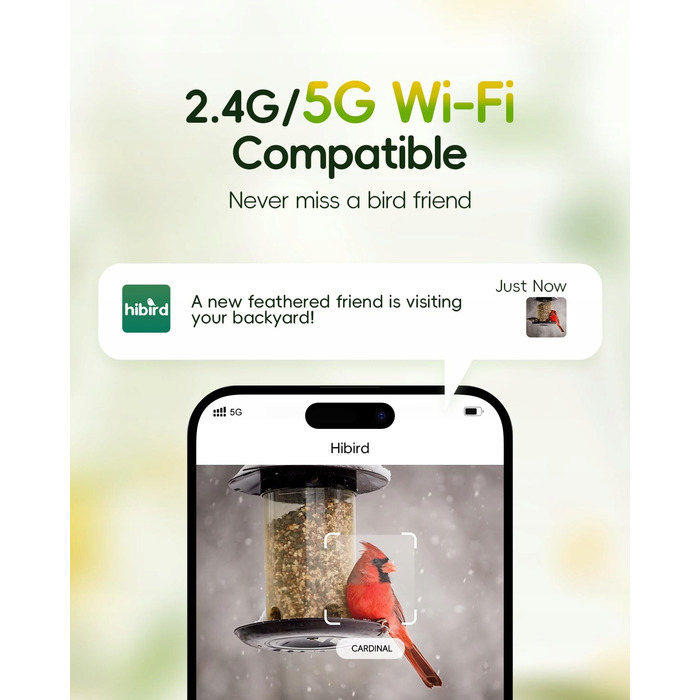 Інтелектуальна годівниця для птахів HIBIRD 4K HD з сонячною панеллю, WiFi-камерою та 6-кратним зумом та ШІ