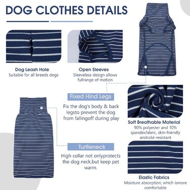 Теплий флісовий пуловер для собак Hjyokuso, розмір L. Зручний зимовий одяг для малих, середніх та великих собак. Теплий, м'який, для прогулянок у холодну погоду – синій.