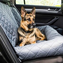 Дихаюча підстилка для собак у машину | Захист заднього сидіння авто від бруду та подряпин | Водостійка та миюча автопідстилка для собак | Сіра підстилка для заднього сидіння авто | 130x90 см