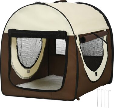 Складаний бокс для транспортування собак Pawhut XXL, 97x71x76 см, кава-крем, переноска для тварин