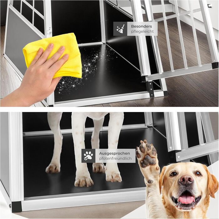 Транспортна переноска для собак tectake® - алюмінієва переноска для авто та дому, 65 x 90 x 69,5 см (Single Large)