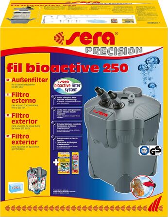 Зовнішній біофільтр sera fil bioactive 250 для прісноводних акваріумів, біологічно активний, готовий до підключення, оптимальна фільтрація, продуктивність 750 л/год, для акваріумів до 250 л