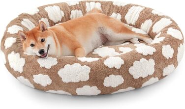Кругле ліжко для собак JOEJOY Donut, м'яке, ортопедичне, знімний чохол, колір коричневий, розмір M (30x30x8)