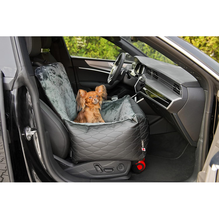 Автокрісло для собак та котів Bella Schwarz, чорне, з штучної шкіри, 55x55 см, універсальне, миється