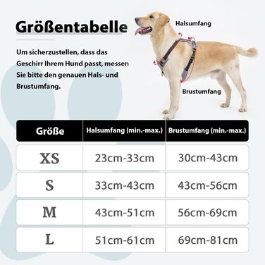 Шлейка для собак Huntboo Anti-Zug, проти вислизання, для малих, середніх та великих собак, не тягне, з світловідбиваючими елементами та 2 карабінами, не дає змогу душитися, регульована для тренувань та бігу (Чорний, S)