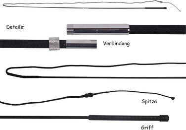 Лонжа NETPROSHOP з фібрагласу, роздільна, довжина 180/200 см, гумовий накладка, чорний колір