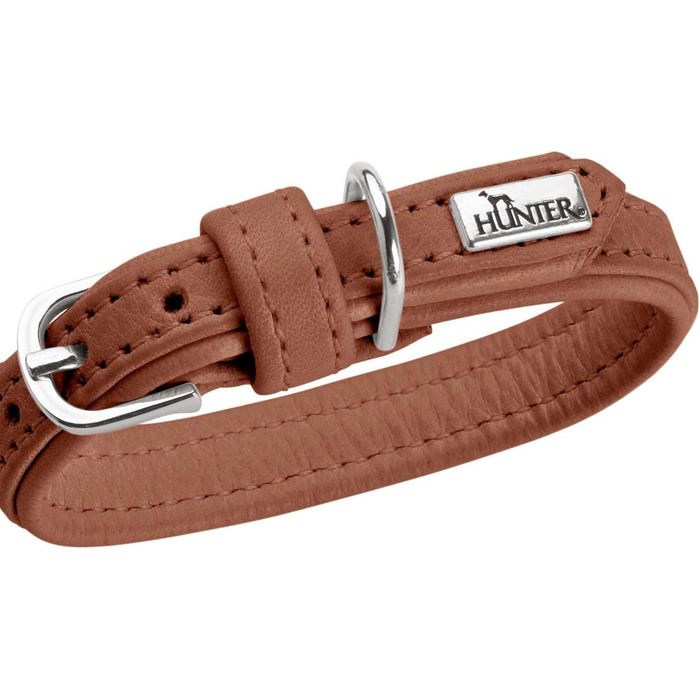 Нашийник для собак HUNTER SOHO MINI, колір: Cognac, шкіра, м'який, для маленьких собак та цуценят, Made in Germany, розмір 32