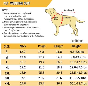 ЕлегантнийSmoking для собак: формальний костюм з краваткою для собак, весільний набір, костюм для цуценят, маленьких та середніх собак, котів. Розмір 3XL