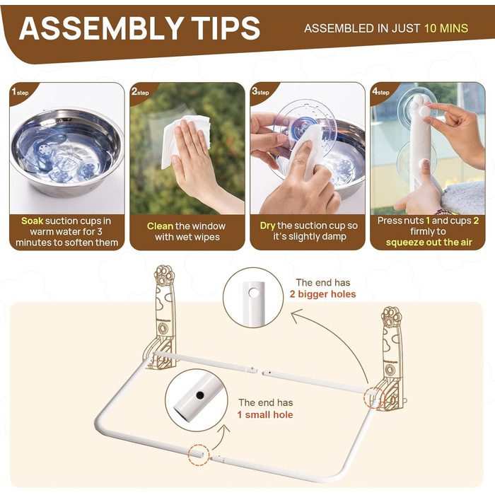 Кішка лежанка на вікно MEWOOFUN - 54x30см, бежева, для котів, до 18кг