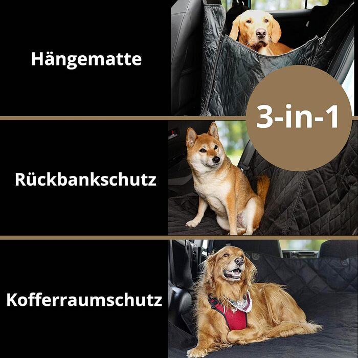 Автомобільна захисна накидка для собак 3-в-1 - захист заднього сидіння, багажника та гамак для собак. Нековзна, стійка до подряпин, водонепроникна. Розмір: 56 x 45 x 137 x 48 см