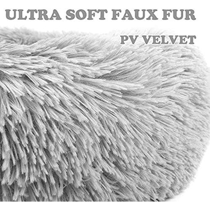 Кругле ліжко для собак та котів Donut, м'яке плюшеве, 70 см, сірий колір