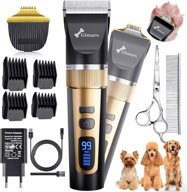 Набір для стрижки собак Gimars 4-в-1: машинка, тример, USB, для щільного хутра